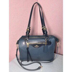 Coach Kleo Carryall C5689 Denim Blue Multi Leather Large Satchel Convertible Bag